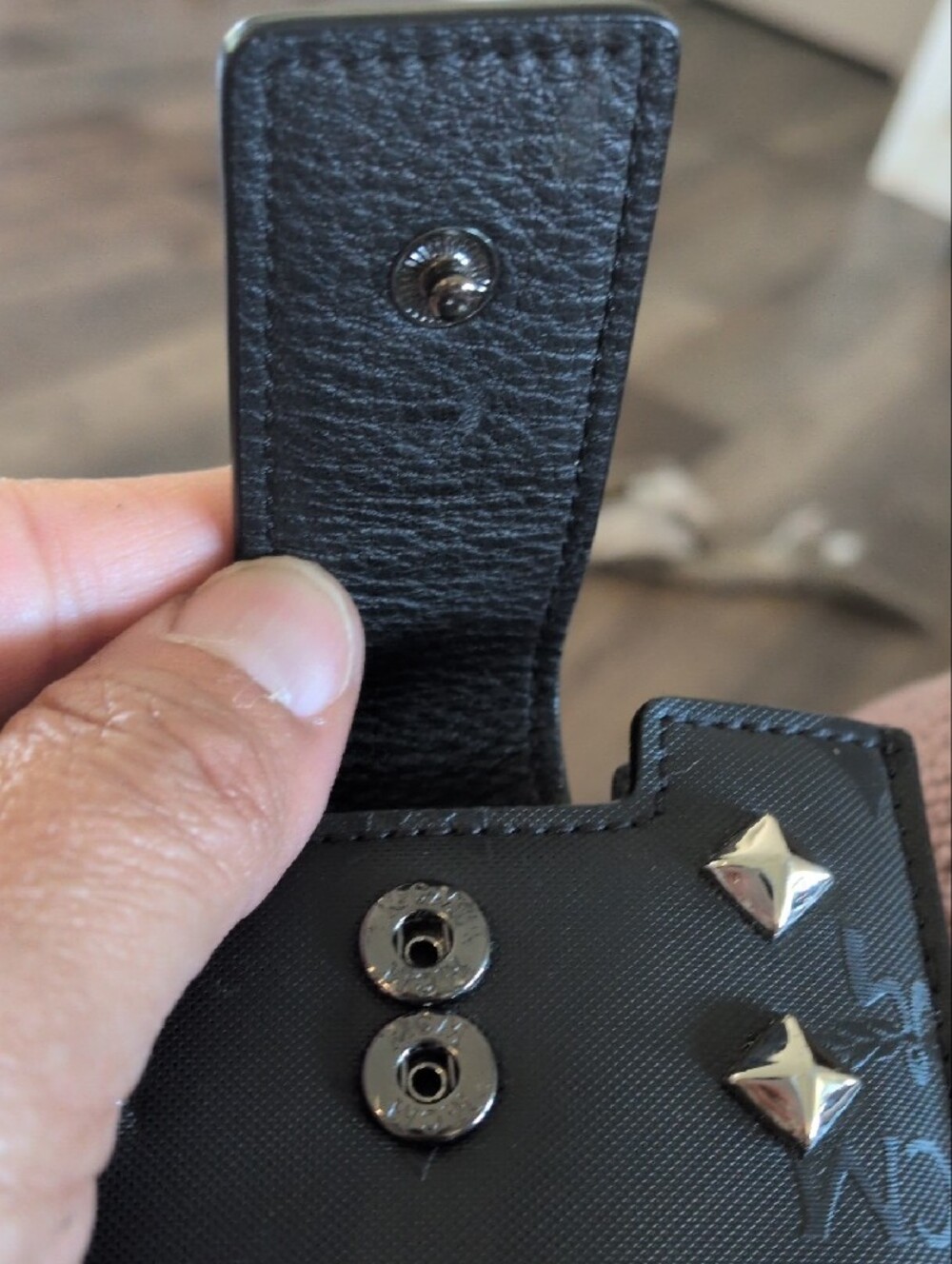 MCM Black Studded Visetos Phone Holder Card Wallet NWOT - Picture 4 of 7